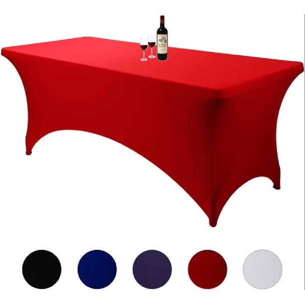 6ft Red Fitted Spandex Tablecloths Rectangular Wedding Party Banquet