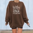 thumbnail image 2 of Fesfesfes Women Flannel Shirt Winter Sexy Round Neck Long Sleeve Tops Christmas Printed Regular Hoodies Sweatshirt Blouse Under $10, 2 of 8