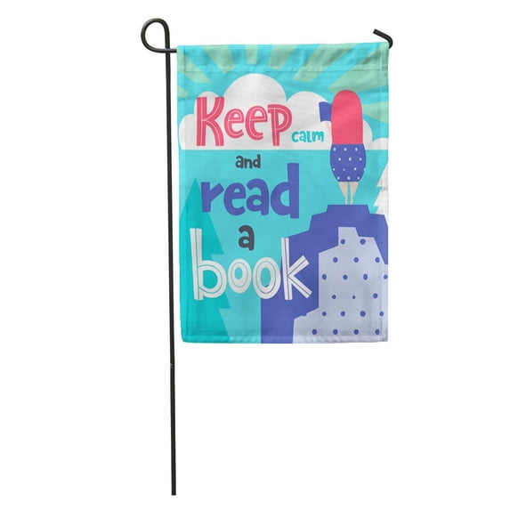 SIDONKU Creative Phrase and Woman Colorful Lettering Reading Keep Calm Read Garden Flag Decorative Flag House Banner 28x40 inch