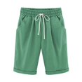 thumbnail image 5 of SDNall Womens Casual Pants Summer Solid Five Points Large Size Cotton Linen Pants Casual Pants, 5 of 9