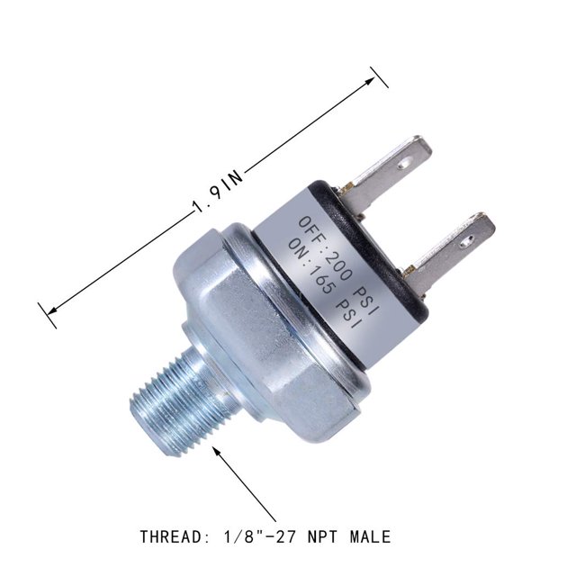 Air Pressure Switch 165-200 Pressure Switch 200 PSI Pressure Switch 1/8"-27 NPT DC 24V 12V Pressure Switch Air Compressor Pressure Switch 200PSI Pressure Switch 165PSI Pressure Switch
