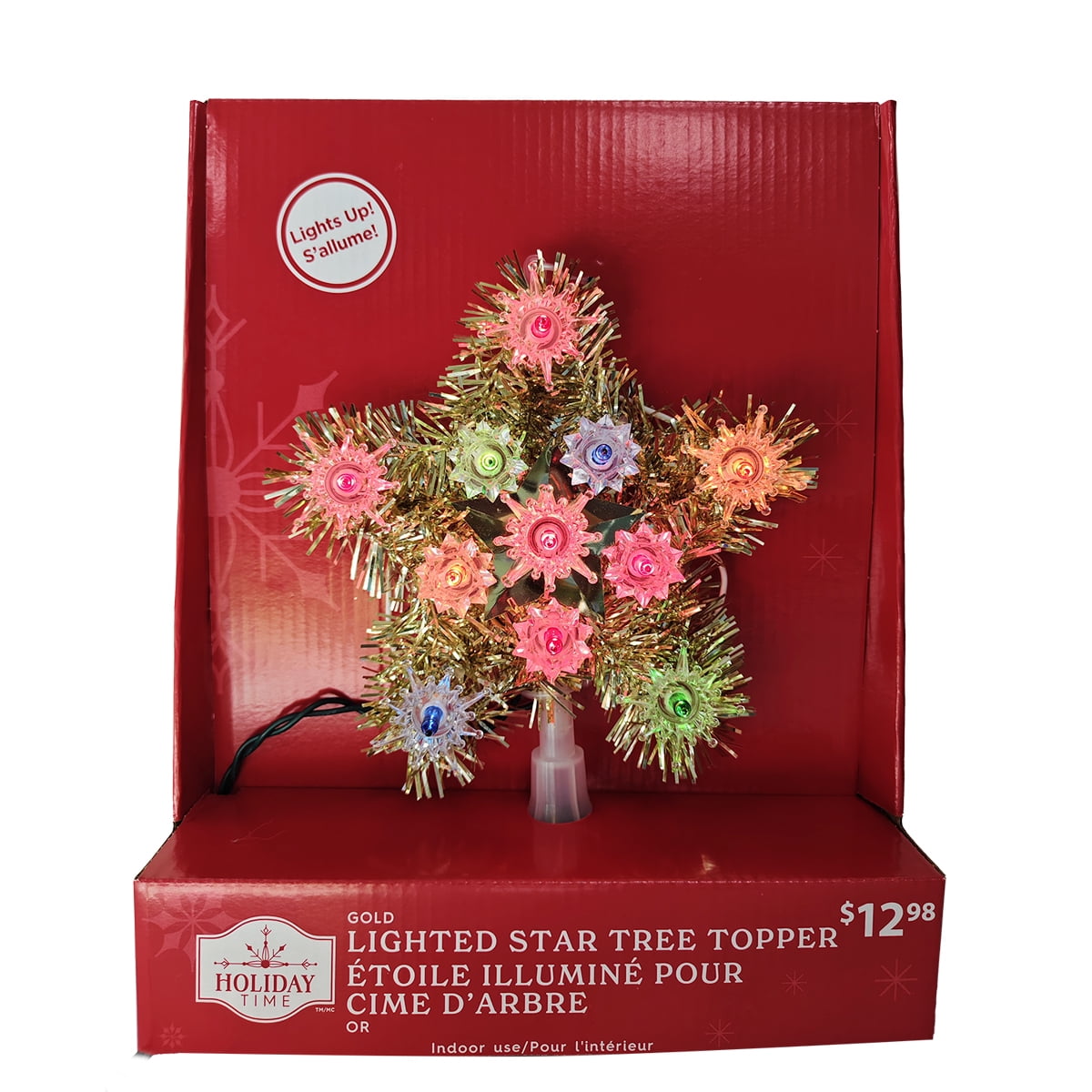 Holiday Time Christmas Tree Topper, Gold Tinsel Star, 6", Christmas Tree Topper, 6 in