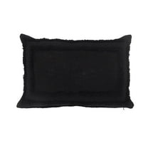 LR Home Ox Bay Black Bordered All-Natural Cotton Pillow Cover