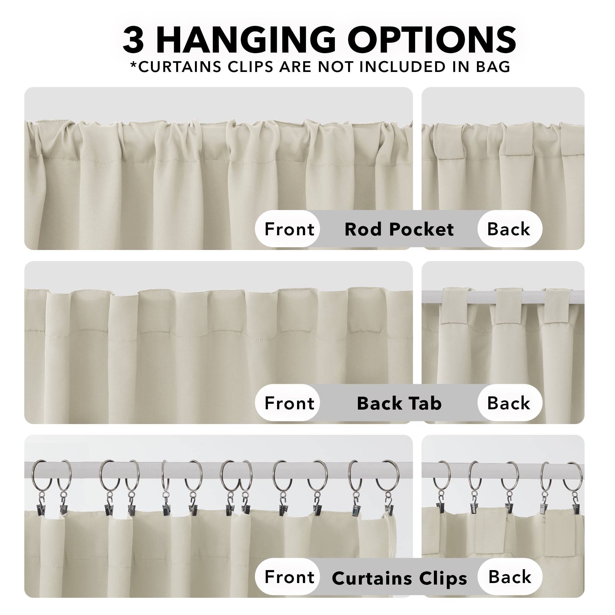 Deconovo Blackout Drapes for Living Room, Thermal Insulated Privacy Curtains, Noise Reducing Back Tab Rod Pocket Panels, 70 x 84 Inch, Beige, 2 Panels