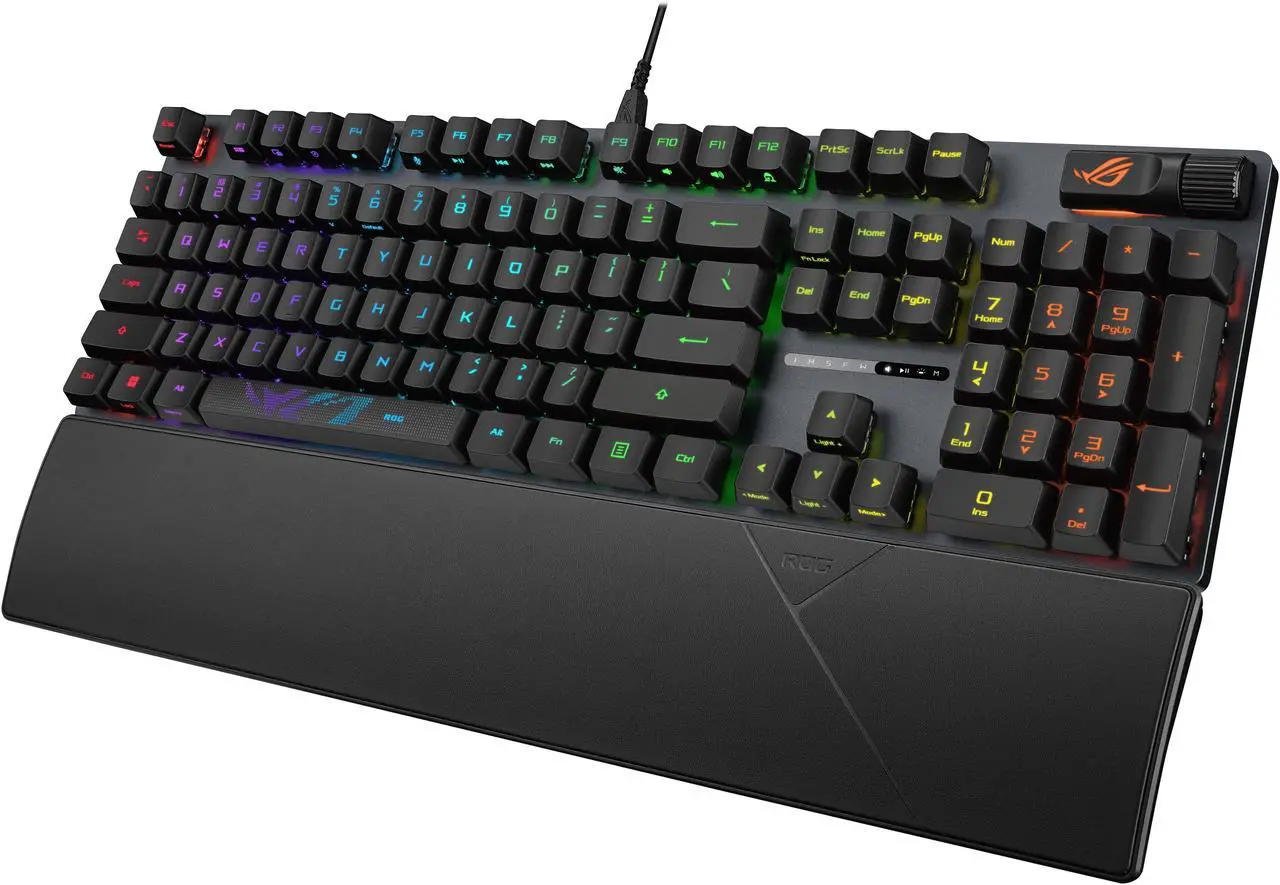 ASUS ROG Strix Scope II RX Gaming Keyboard - IP57-rated, Dampening Foam, Pre-lubed ROG RX Red Optical Switches, ABS Keycaps, multi-function controls, Xbox Game Bar function hotkeys, RGB - Black