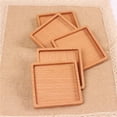thumbnail image 3 of Beech Wood Coaster Unique Cup Mat Retro Insulation Cup Mat Household Square Round Coaster, 3 of 10
