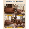thumbnail image 4 of LAZZO 50" Loveseat Sofa, Leather Upholstered Couch with Wooden Armrests for Small Spaces, Brown, 4 of 9
