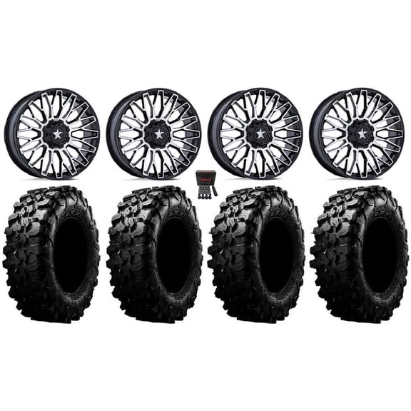MSA Clubber 14" Wheels Machined 32" Carnivore Tires Can-Am Maverick X3 / Honda Pioneer 1000 / Talon