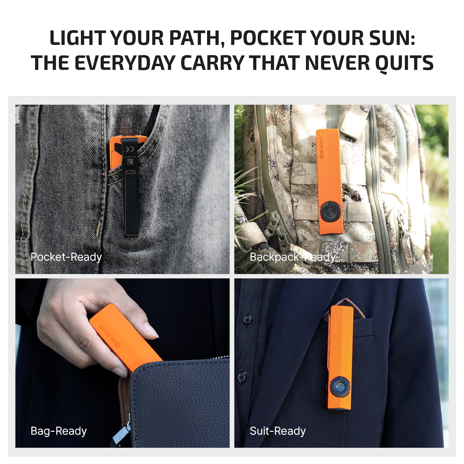 OLIGHT ArkPro EDC Flat Flashlight Rechargeable with Green Beam, UV and White LED,1500 Lumens USB-C Pocket Camping Flashlight, Spotlight Floodlight for Outdoor Emergency Working (Orange CW)