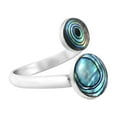 thumbnail image 2 of Ocean-Inspired Abalone Shell Circle Duality Sterling Silver Wrap Around Ring, 2 of 5