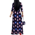 thumbnail image 3 of Women's Maxi Floral Print Casual 3/4 Sleeve V-Neck Wrap Tie Waist Long Dress For Women Plus Size Summer Vacation Boho Beach Chic Curvy Elegant Outwear Vestidos, 3 of 4