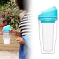 thumbnail image 3 of 1 Pcs Oatmeal Cup, Double Wall Clear Acrylic Plastic Tumbler, Clear Colorful Lidded Double Walled Tumbler Travel Cup for Iced Coffee Hot Drinks Water Oatmeal Breakfast, 3 of 6