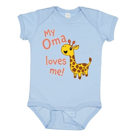 

Inktastic My Oma Loves Me- Cute Giraffe Gift Baby Boy or Baby Girl Bodysuit