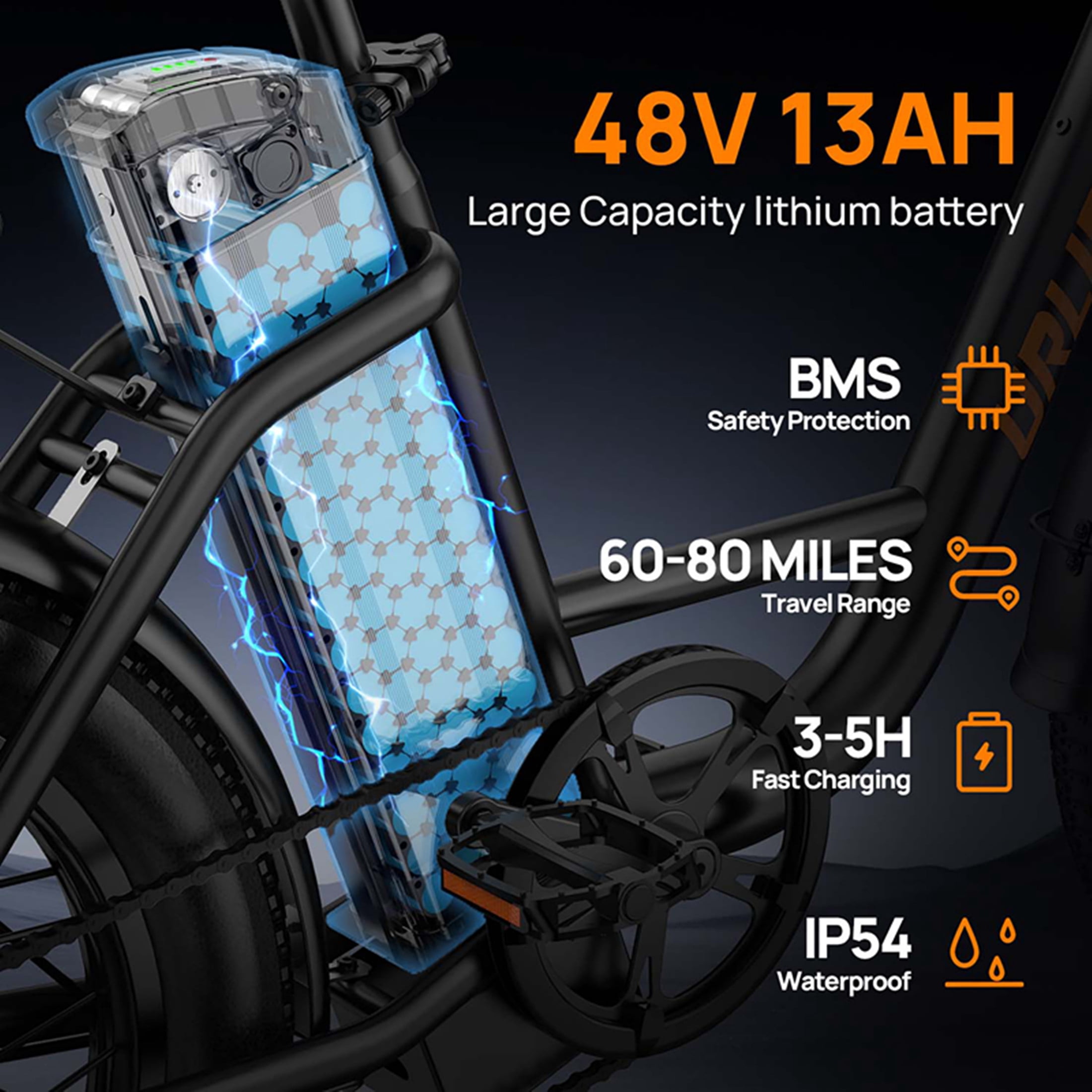 URLIFE  20"3.0 Fat Tire Electric Bike for Adult, 750W Peak Motor, 624Wh Removable Battery, 7-Speed Commuting Ebike, UL2849-Black