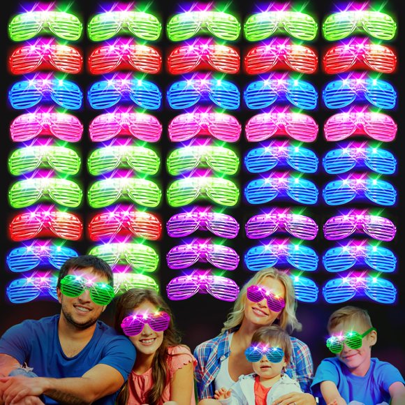 Gafas LED SHQDD de 38 piezas que se iluminan en 5 colores y 3 modos de luz