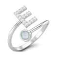 thumbnail image 2 of Capital E Initial Letter Moonstone Women Adjustable Front Open Valentines Day Gifts Ring 925 Sterling Silver, 2 of 3