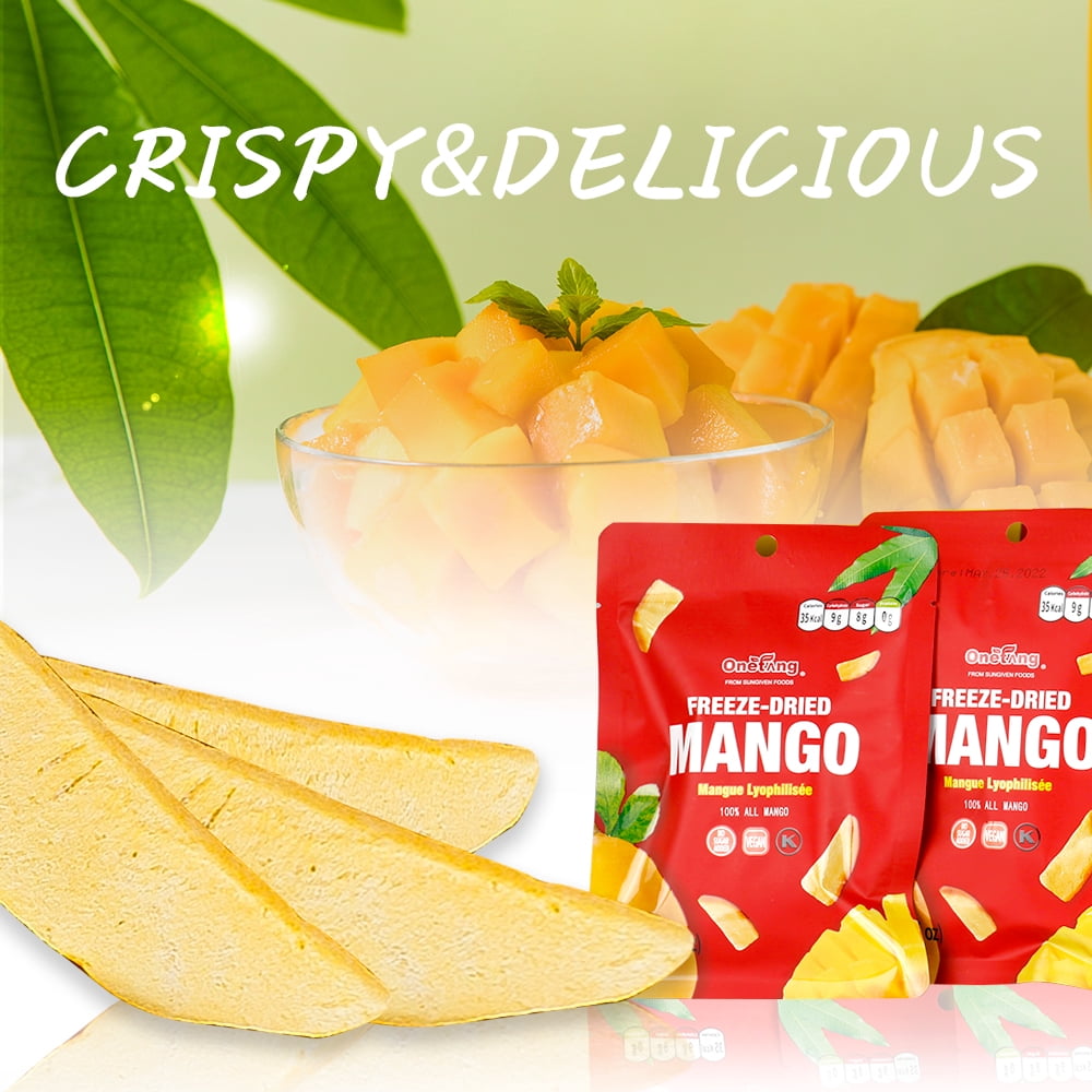 ONETANG Freeze-Dried Fruit Mango Chips, 10 Pack Single-Serve Pack, Non-GMO, Kosher, No Add Sugar 3.53 oz