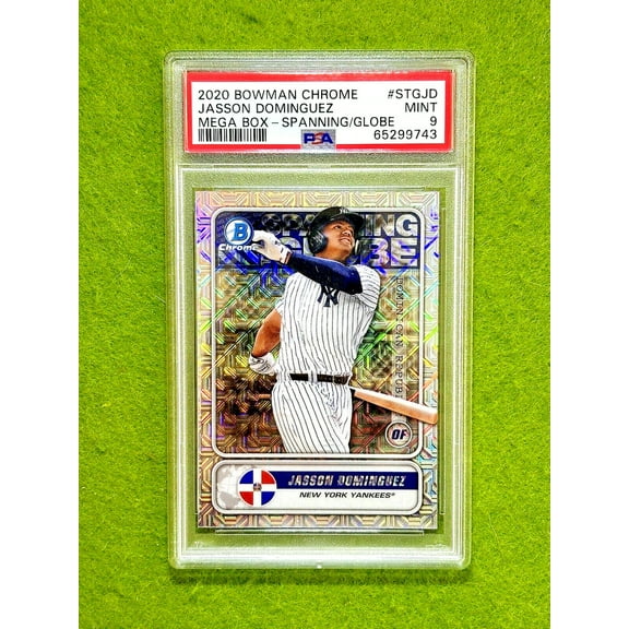 Jasson Dominguez MEGA BOX REFRACTOR PSA 9 MOJO PRIZM ROOKIE CARD 2020 Bowman