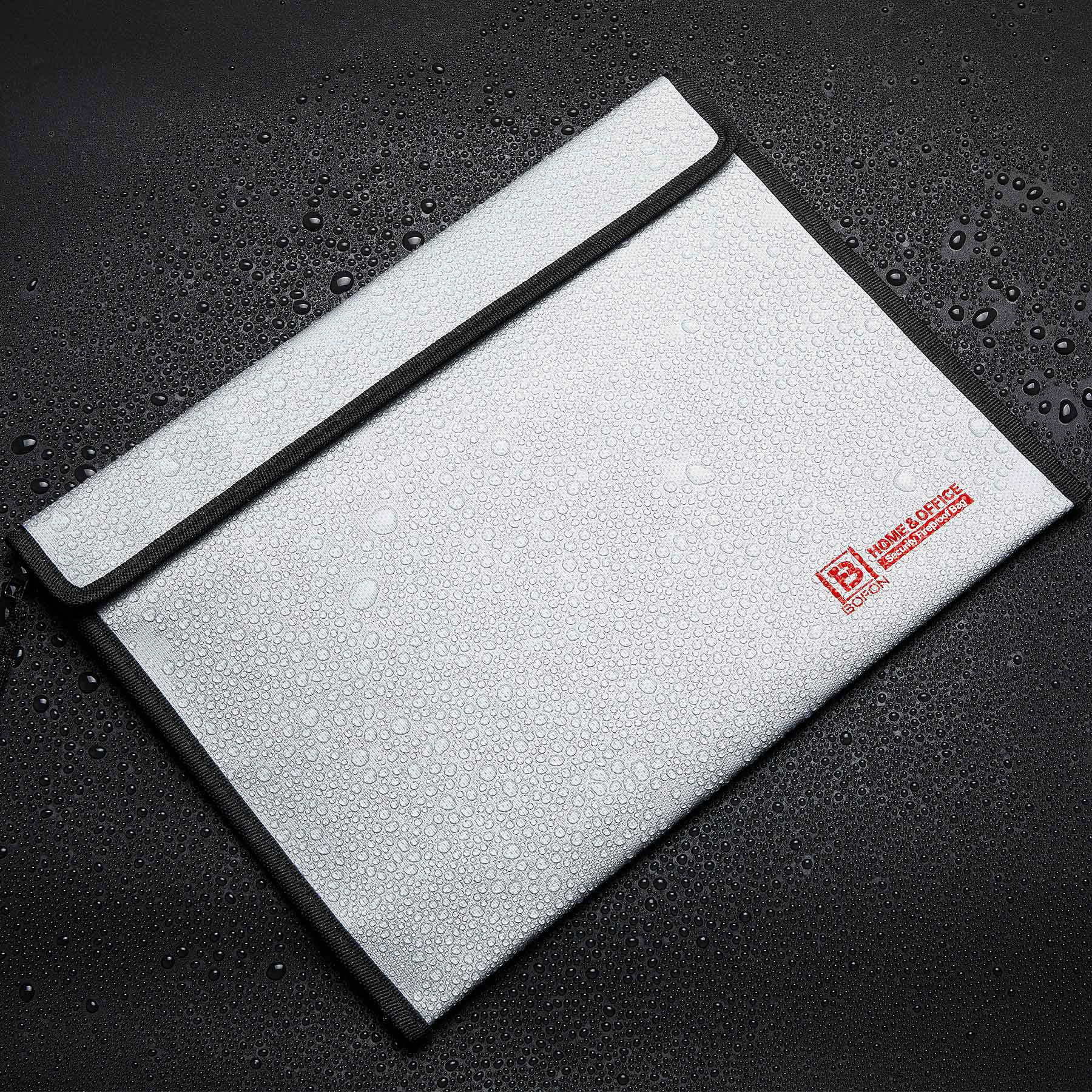 Black Fireproof Document Bags with Lock Waterproof Lock Box  11.6 x 3 x 16 Inch 