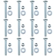 thumbnail image 1 of 1/4 20 x 2 Inch Carriage Bolt Nut Washer Combination Kit Silver Galvanized Carbon Steel 12 Set, 1 of 4