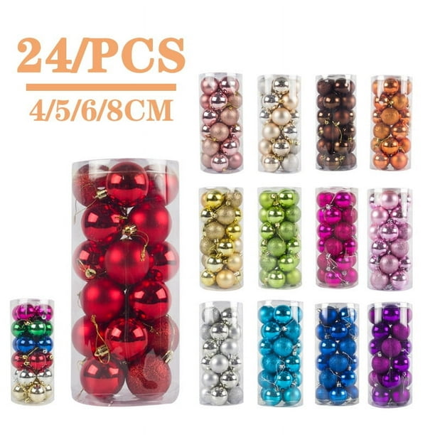 Bolas de Navidad Adornos navideños 4/6/8cm24 Bolas de Navidad Traje Colgante para árbol de Navidad Adornos navideños