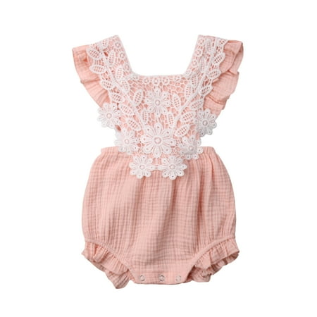 

Newborn Baby Girls Lace Romper Bodysuit Jumpsuit Backless Clothes Outfits 0-18M