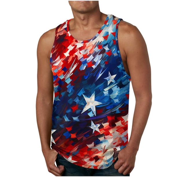 Tanques para Hombre para el Verano Solto Chaleco Impresión Deportivo Cuello Redondo, Casual