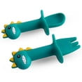 thumbnail image 3 of Baby Silicone Spoon Set Short Easy Spoon Cartoon Dinosaur Silicone Teether Anti-Slip Feeding Training Utensils, 3 of 8