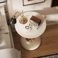 thumbnail image 6 of Metal Round End Table,Modern Pedestal Table,Corner Drink Tables,Accent Side Table Nightstand for Living Room,Patio and bar (White-Gold), 6 of 18