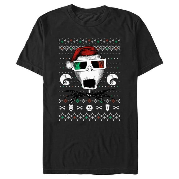 Men's The Nightmare Before Christmas Ugly Christmas Jack Portrait Graphic Tee Black 3X Large