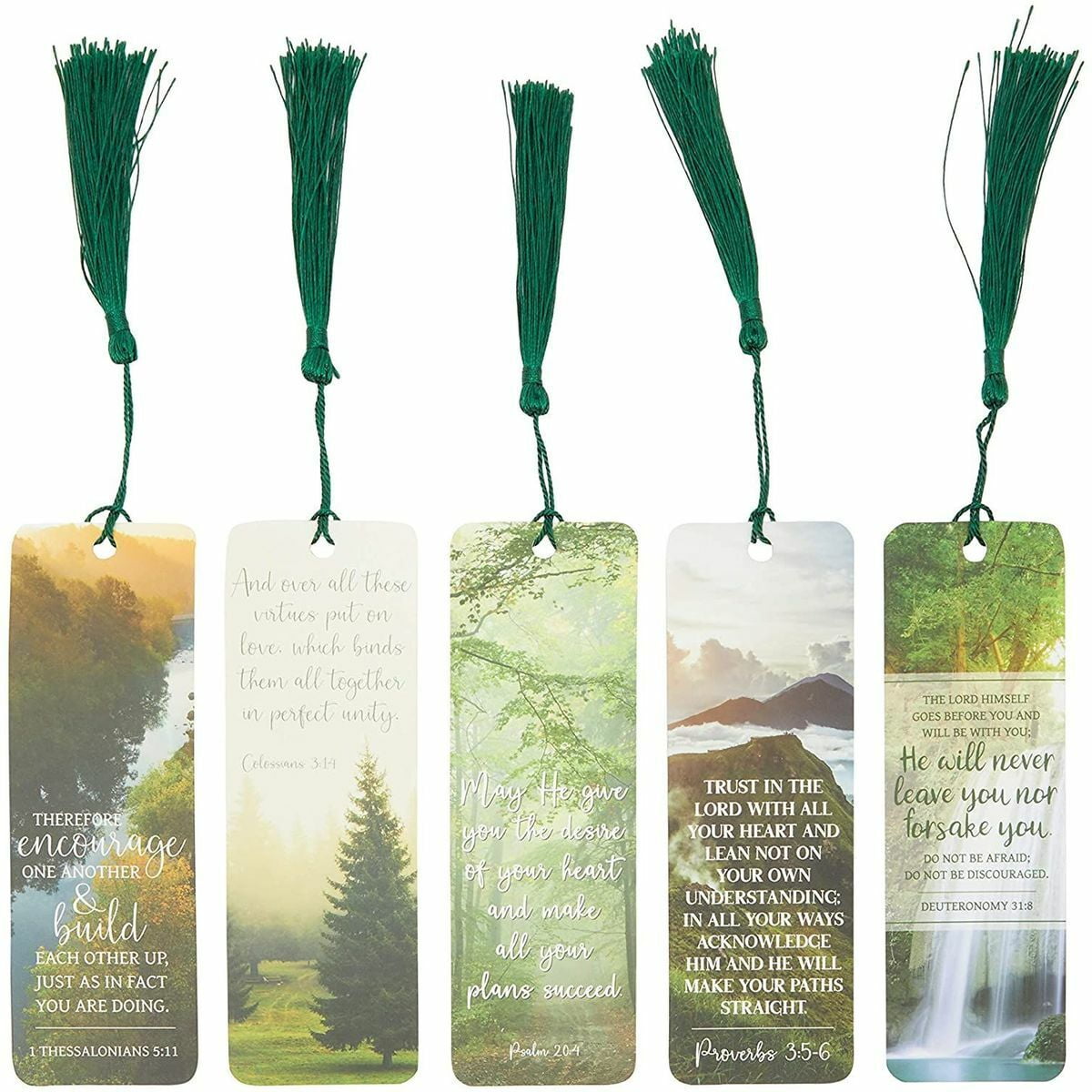Set of 5 Motivational Quotes Wooden Bookmarks with Colored Tassels
