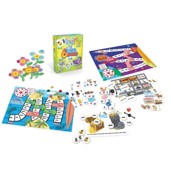 6 Letter Sound Games Junior Learning Board Game for Ages 4-5 Kindergarten Learning,  Language Arts Letter Sounds, Perfect for Home School, Educational Resources
