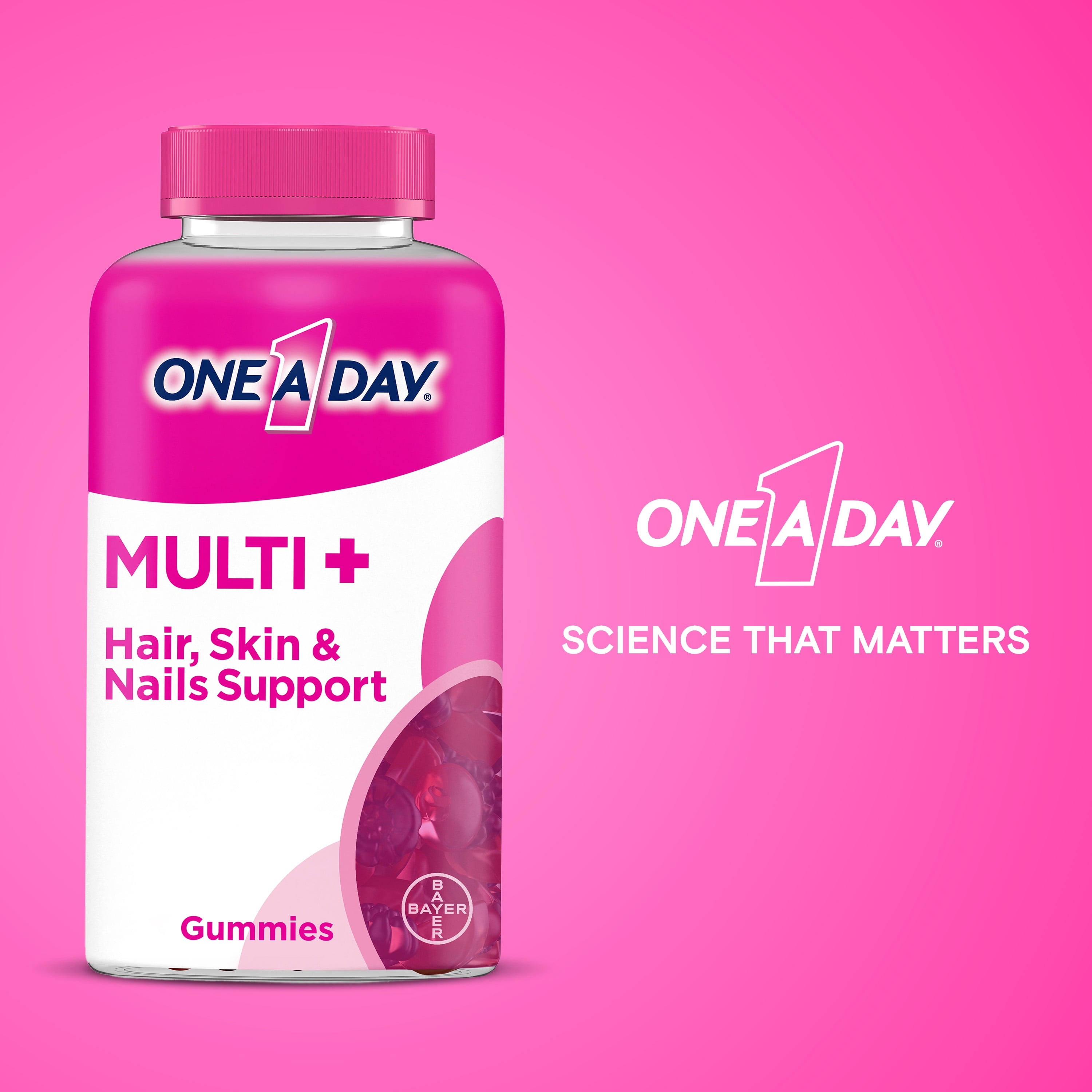 One A Day MULTI+ Hair, Skin & Nails Support Gummy Multivitamin, 120 Count