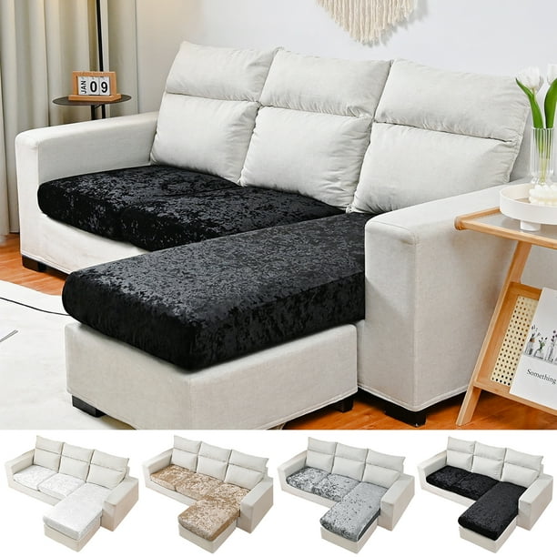 Lapalife Crushed Velvet Sectional Sofa Cover, AntiSlip Couch Cover for