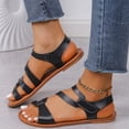 thumbnail image 6 of Women Strappy Flat Sandals Fashion Open Toe Leather Slippers Casual Comfortable Outdoor Non Slip Beach Summer Slide Shoes Black 40, 6 of 6