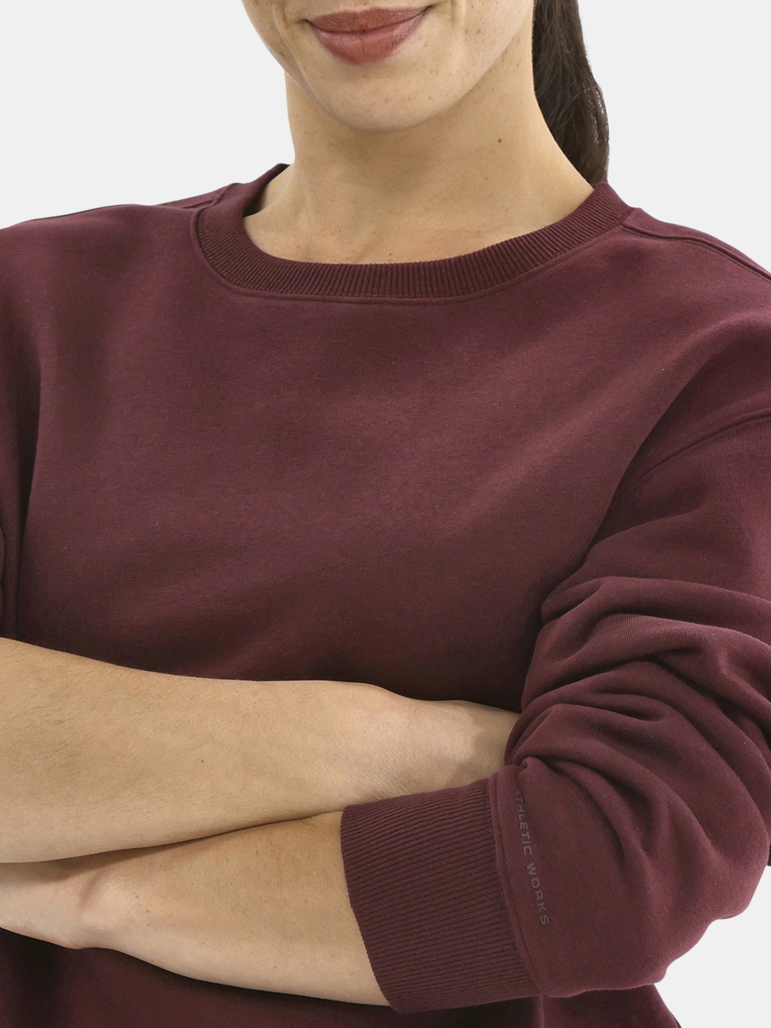 Athletic Works Women's Fleece Sweatshirt with Long Sleeves, Sizes XS-XXXL