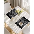 thumbnail image 5 of Black Boho Geometric Placemats Set of 4, Vintage Southwestern Stripes Placemats for Dining Table, Place Mats for Kitchen Tabletop, Waterproof Wipeable Dining Table Mats Set, 5 of 9