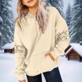 thumbnail image 5 of Lorytime Christmas Hoodies for Girls Boys Printed Sweatshirt Long Sleeve Tops with Pocket Drop Shoulder Pullover Beige 130, 5 of 5