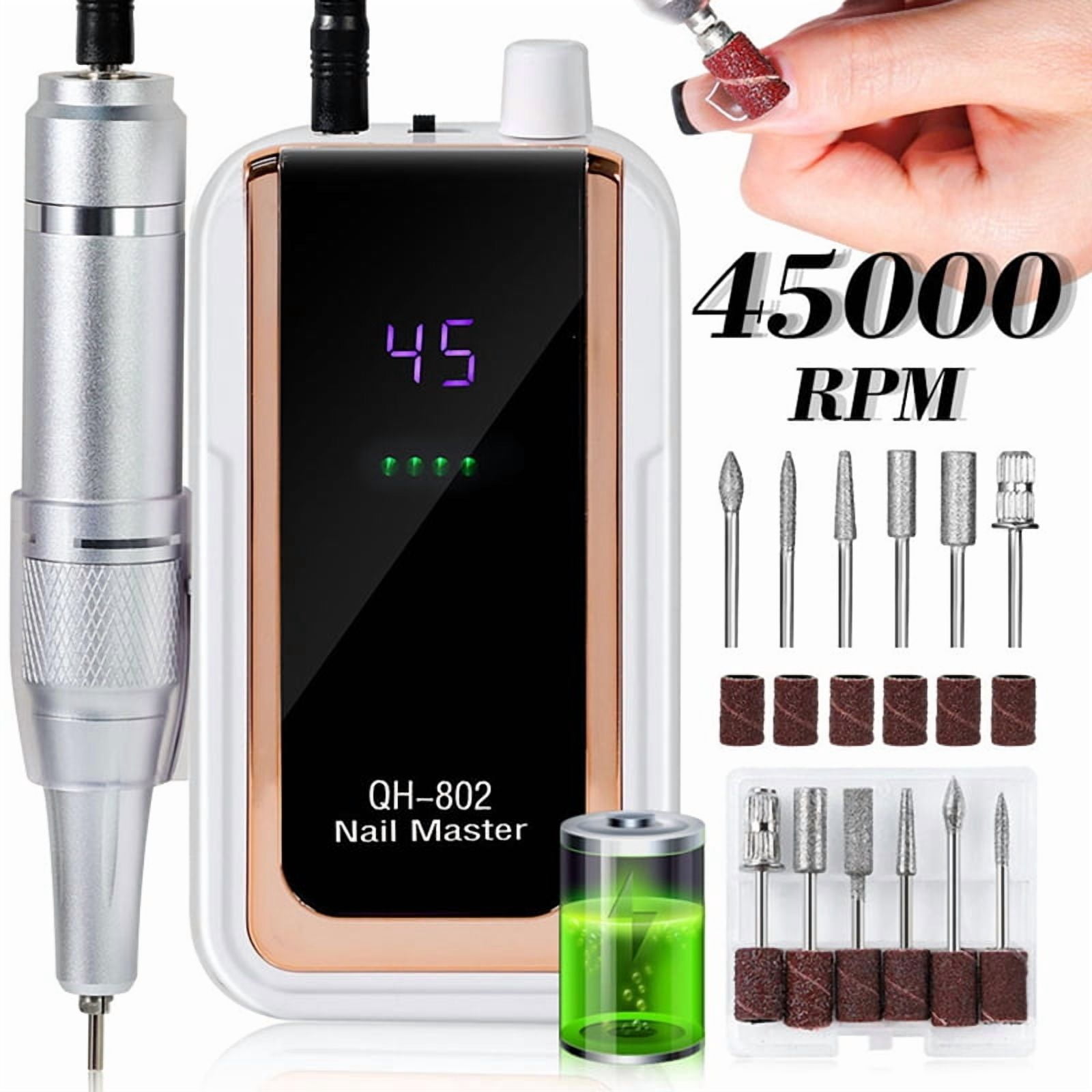 45000RPM Rechargeable Nail Drill Machine Electric Nail Drill Sander Low Noise Manicure Machine Colorful Green