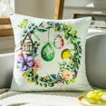 thumbnail image 4 of Happy Easter Throw Pillow Set of 4 Easter Decor for Sofa Couch Colorful Egg and Beige Rabbit 18 x 18 Inch, 4 of 7