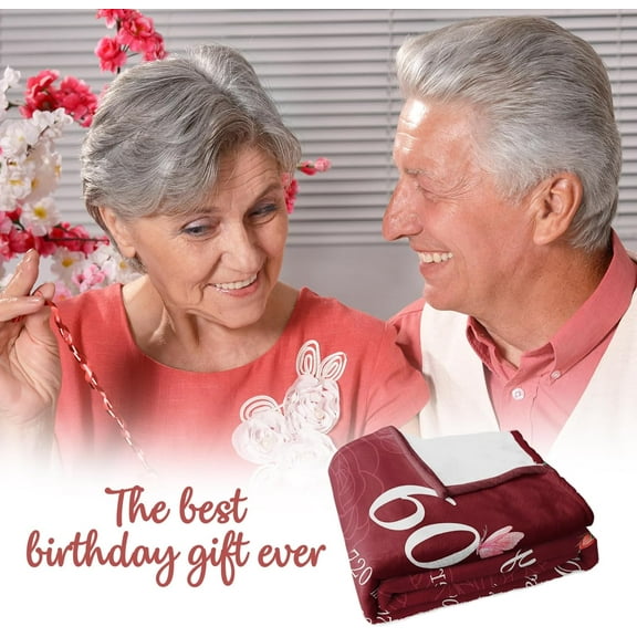 60th Birthday Gifts for Women, Best Friend Birthday Gifts for Women, Happy 60th Birthday Decorations, Gifts for Women Birthday Unique, Womens Birthday Gift Ideas, Red Throw Blanket 50x60