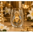 thumbnail image 3 of Jesus Christ Glass Tea Cup, 14 oz Clear Jesus Pattern Glass Cup, Elegant Gold Rimmed Glassware Decorative Tumbler Gift for Women Mom Wife, 3 of 5