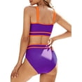 thumbnail image 2 of MOSHU High Waisted Womens Bikini Sets Sporty Two Piece Swimsuits for Women Color Block High Cut Bathing Suits, 2 of 6