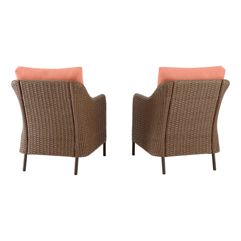 Mainstays Chelsea 2PK Outdoor Wicker Chat Chair, Terra Cotta