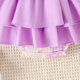 thumbnail image 5 of Ulitacool Onesies Girls 0-3 Months Long Sleeve Skirt With Headband Baby Striped Floral Print Crewneck Kids Princess Dress Cute Clothings Purple, 5 of 9
