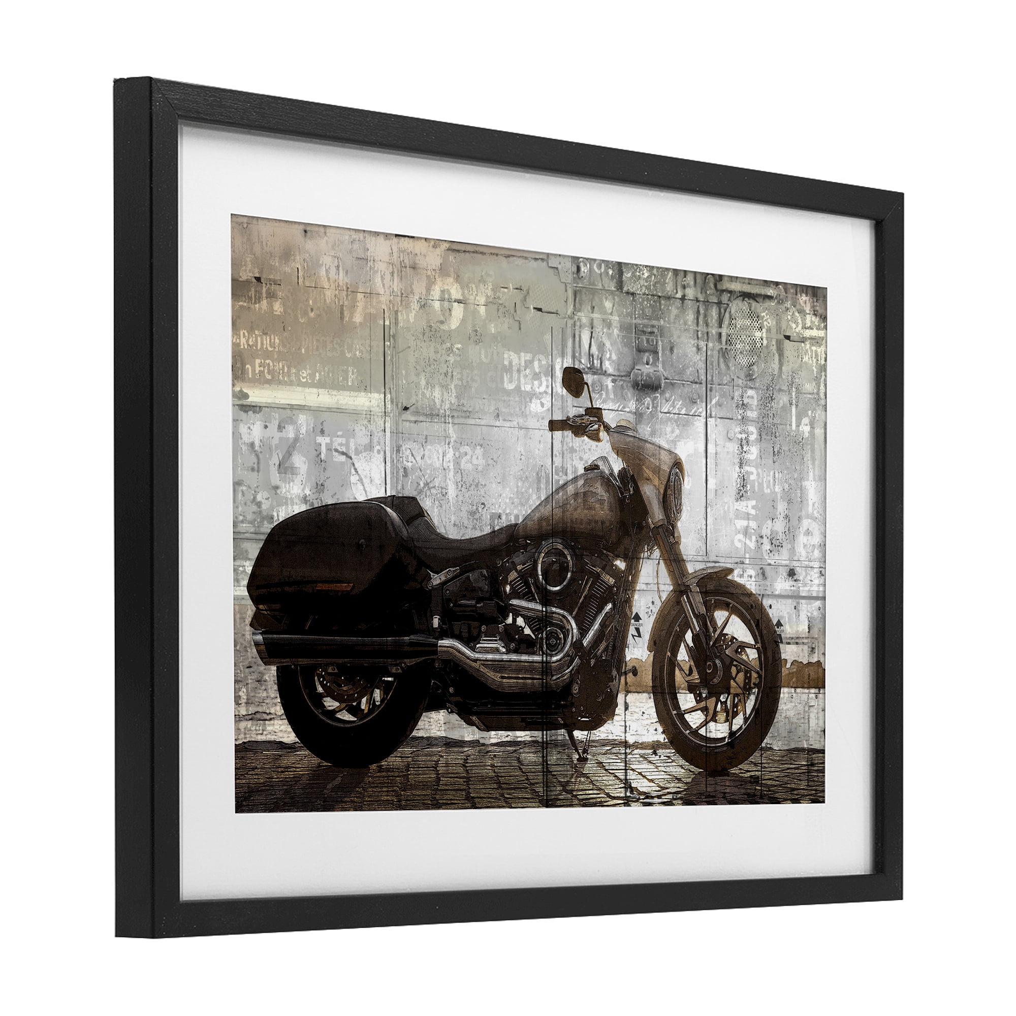 Stupell Industries Sunset Ride Motorcycle Black Framed Print Under Glass, design by Kim Allen