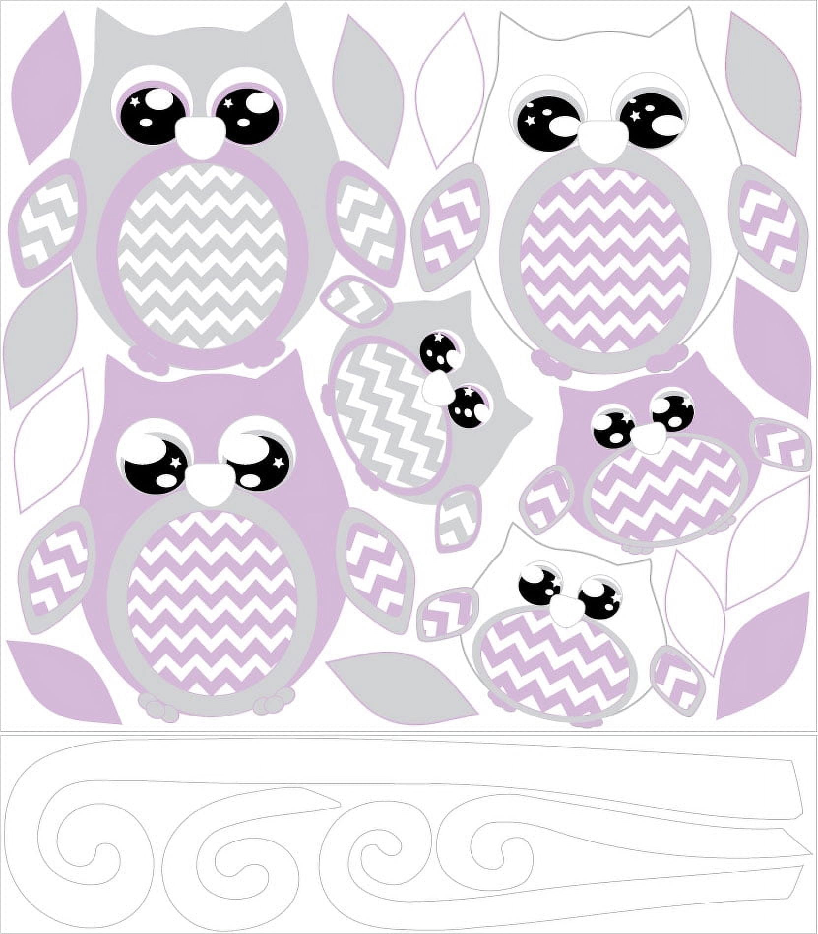 Purple Owl Wall Decals / Owl Stickers / Woodland Forest Animals Owl Nursery Wall Decor