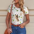 thumbnail image 6 of KLL Women 's Crew Neck Bodysuit Jumpsuits German Shepherd Dog Print Short onesies Stretch T Shirts, 6 of 7