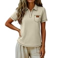 thumbnail image 6 of ZUBKTE Women's Short Sleeve V-Neck Business Casual Work Collared Tops S-2XL, 6 of 7