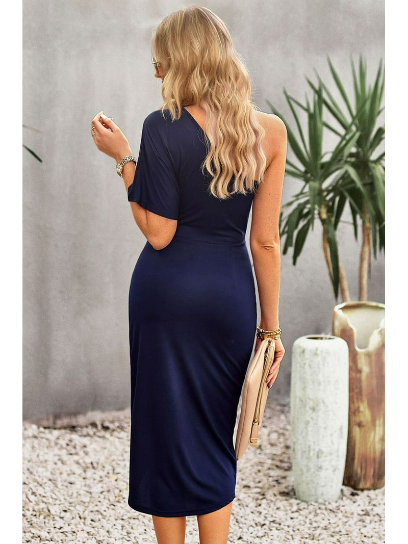 solid ruched tulip hem tank dress SHEIN LUNE Solid Ruched Side Tulip Hem Tank Dress for Sale New Zealand| New  Collection Online| SHEIN New Zealand